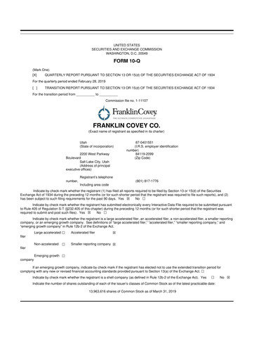 Thumbnail Franklin Covey 10-Q Quarterly Report FY2019 