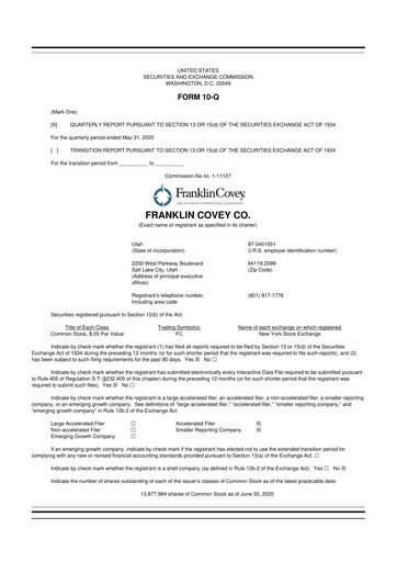 Thumbnail Franklin Covey 10-Q Quarterly Report FY2020 