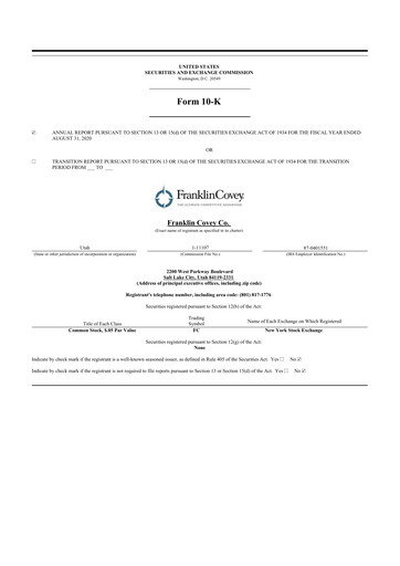 Thumbnail Franklin Covey 10-K Annual Report 2020