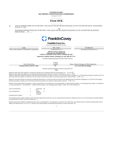 Thumbnail Franklin Covey 10-K Annual Report 2024