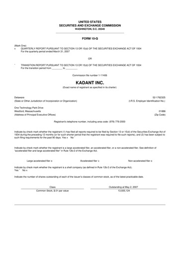 Thumbnail Kadant 10-Q Quarterly Report FY 