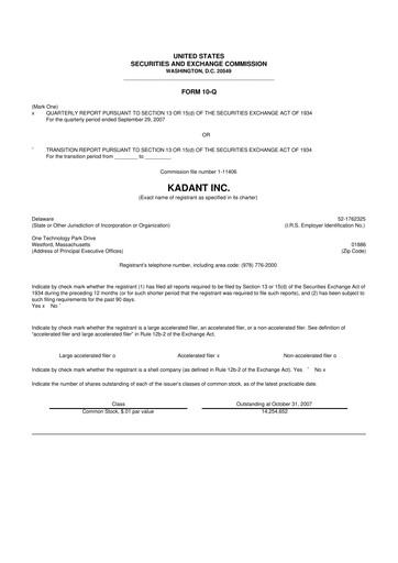 Thumbnail Kadant 10-Q Quarterly Report FY 