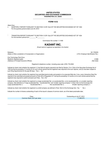 Thumbnail Kadant 10-Q Quarterly Report FY 