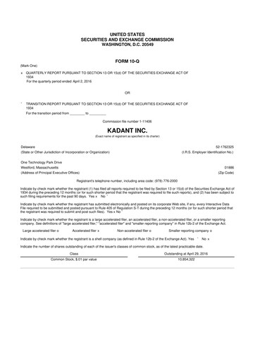 Thumbnail Kadant 10-Q Quarterly Report FY2016 
