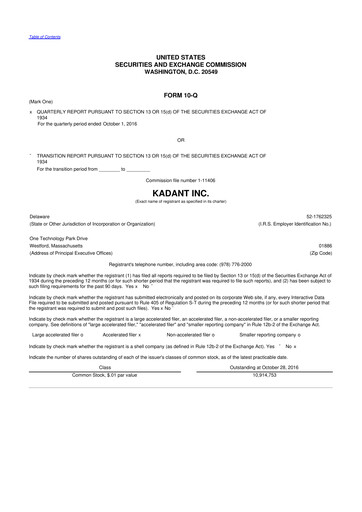 Thumbnail Kadant 10-Q Quarterly Report FY2016 