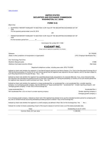 Thumbnail Kadant 10-Q Quarterly Report FY2018 