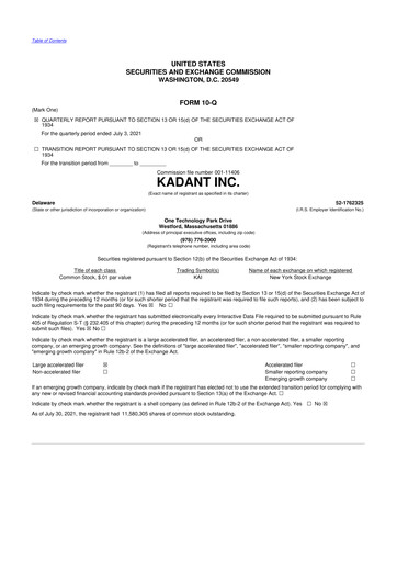 Thumbnail Kadant 10-Q Quarterly Report FY2021 