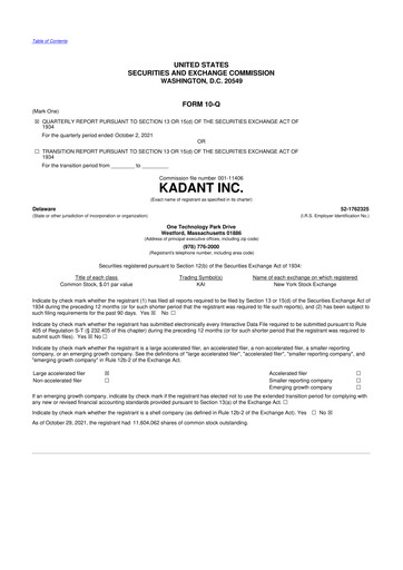 Thumbnail Kadant 10-Q Quarterly Report FY2021 