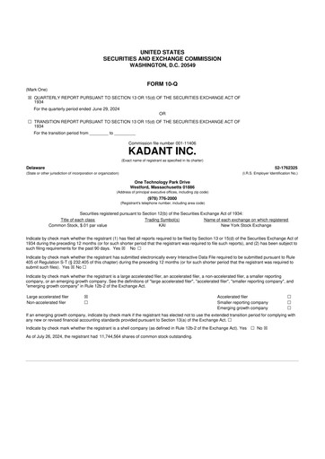 Thumbnail Kadant 10-Q Quarterly Report FY2024 