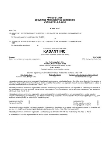 Thumbnail Kadant 10-Q Quarterly Report FY2024 