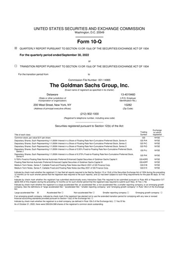 Vorschaubild Goldman Sachs 10-Q Quartalsbericht 2022 