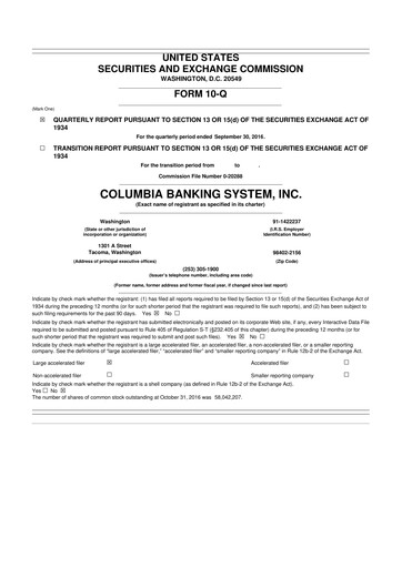 Thumbnail Columbia Banking System 10-Q Quarterly Report FY2016 