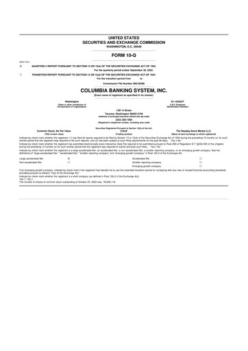 Thumbnail Columbia Banking System 10-Q Quarterly Report FY2022 