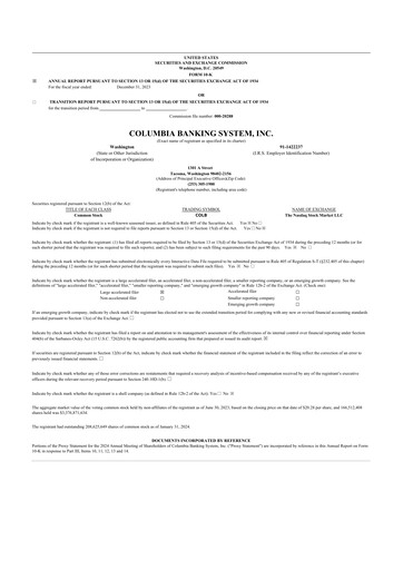 Thumbnail Columbia Banking System 10-K Annual Report 2023