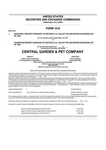 Miniature Central Garden & Pet 10-Q Rapport trimestriel 2017 