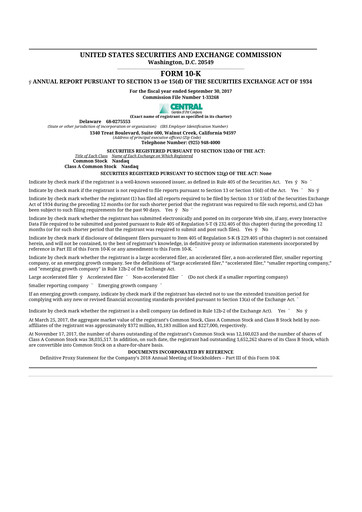 Miniature Central Garden & Pet 10-K Rapport annuel 2017