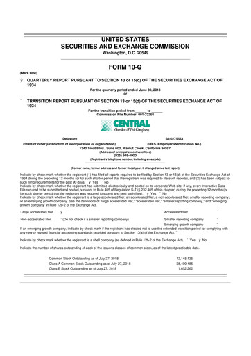 Miniature Central Garden & Pet 10-Q Rapport trimestriel 2018 