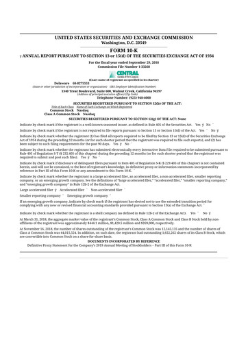 Miniature Central Garden & Pet 10-K Rapport annuel 2018