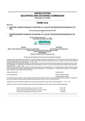 Miniature Central Garden & Pet 10-Q Rapport trimestriel 2019 