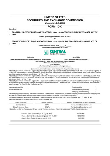 Miniature Central Garden & Pet 10-Q Rapport trimestriel 2019 