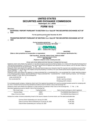 Miniature Central Garden & Pet 10-Q Rapport trimestriel 2020 