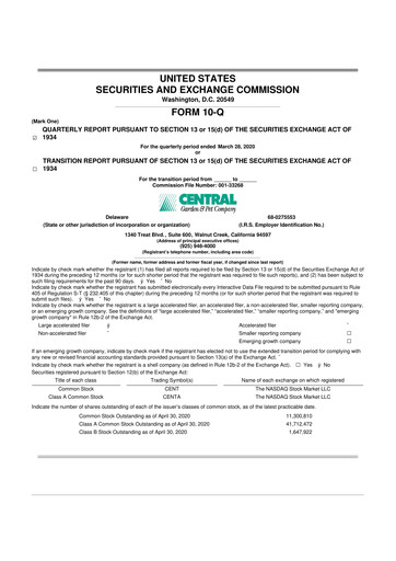 Miniature Central Garden & Pet 10-Q Rapport trimestriel 2020 