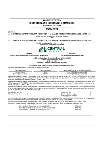 Miniature Central Garden & Pet 10-Q Rapport trimestriel 2021 