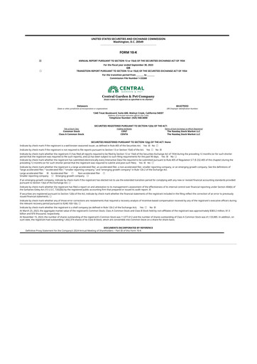 Miniature Central Garden & Pet 10-K Rapport annuel 2023