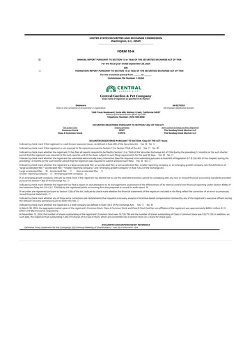 Miniature Central Garden & Pet 10-K Rapport annuel 2024