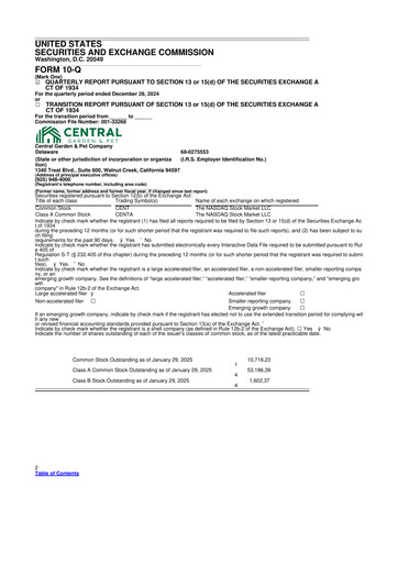Miniature Central Garden & Pet 10-Q Rapport trimestriel 2025 