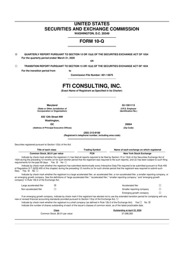 Thumbnail FTI Consulting 10-Q Quarterly Report FY2020 