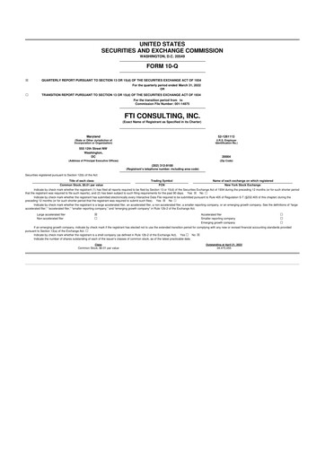 Thumbnail FTI Consulting 10-Q Quarterly Report FY2022 