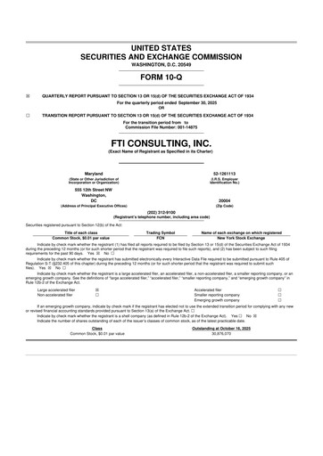 Thumbnail FTI Consulting 10-Q Quarterly Report FY2025 