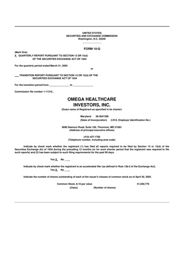 Thumbnail Omega Healthcare Investors 10-Q Quarterly Report FY 
