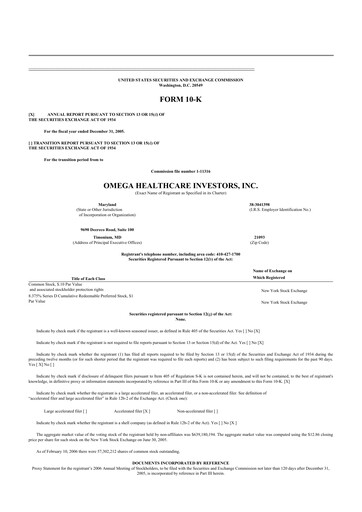 Miniature Omega Healthcare Investors 10-K Rapport annuel 