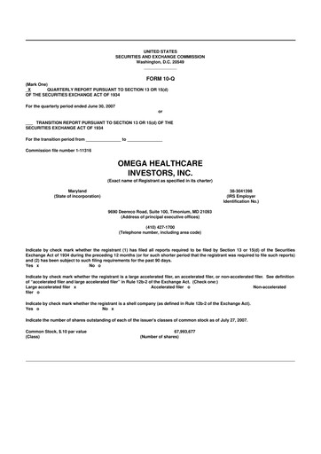 Thumbnail Omega Healthcare Investors 10-Q Quarterly Report FY 