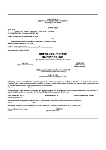 Thumbnail Omega Healthcare Investors 10-Q Quarterly Report FY 