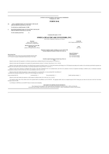 Miniature Omega Healthcare Investors 10-K Rapport annuel 