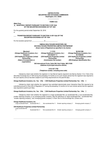 Thumbnail Omega Healthcare Investors 10-Q Quarterly Report FY 