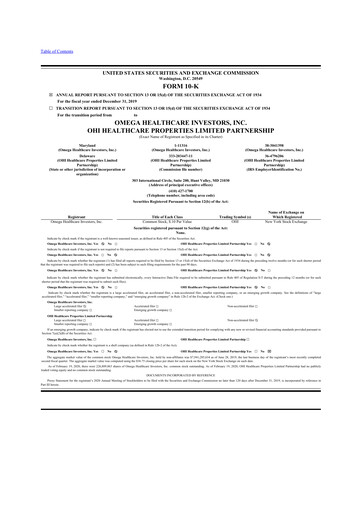 Miniature Omega Healthcare Investors 10-K Rapport annuel 