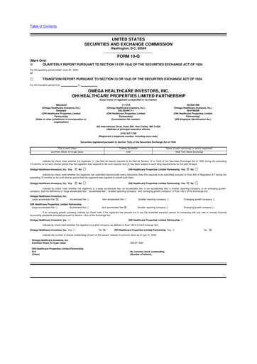 Thumbnail Omega Healthcare Investors 10-Q Quarterly Report FY 
