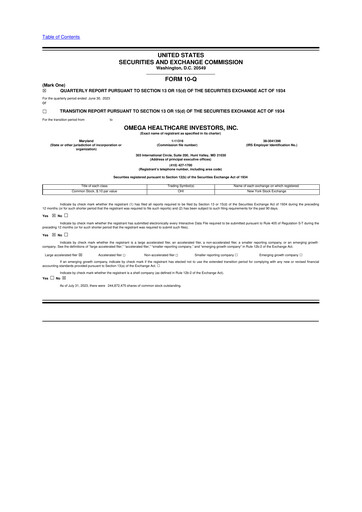 Thumbnail Omega Healthcare Investors 10-Q Quarterly Report FY2023 