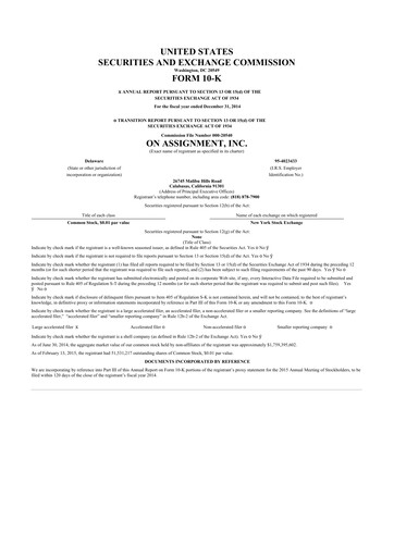 Thumbnail ASGN 10-K Annual Report 2014