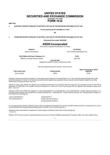 Thumbnail ASGN 10-Q Quarterly Report FY2019 