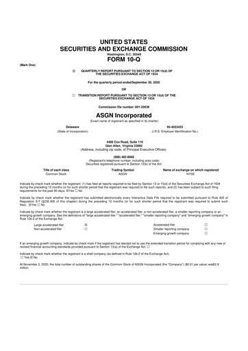 Thumbnail ASGN 10-Q Quarterly Report FY2020 