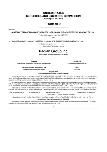 Thumbnail Radian Group
 10-Q Quarterly Report FY2011 