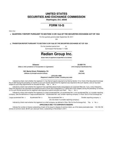 Thumbnail Radian Group
 10-Q Quarterly Report FY2011 
