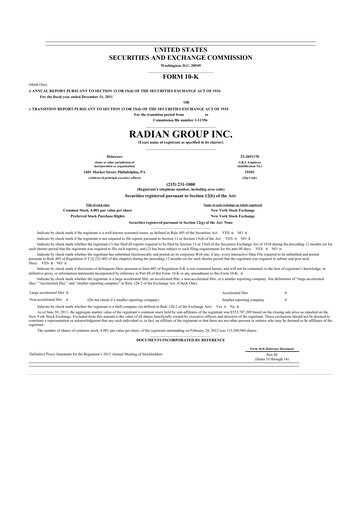 Thumbnail Radian Group
 10-K Annual Report 2011