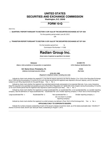 Thumbnail Radian Group
 10-Q Quarterly Report FY2012 