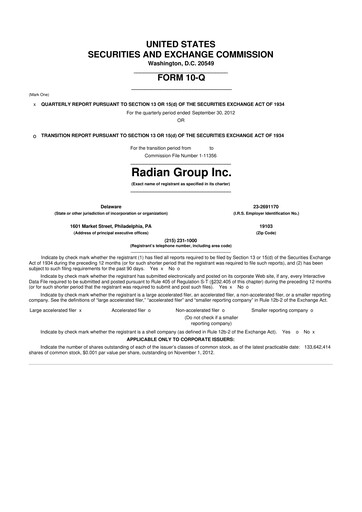 Thumbnail Radian Group
 10-Q Quarterly Report FY2012 